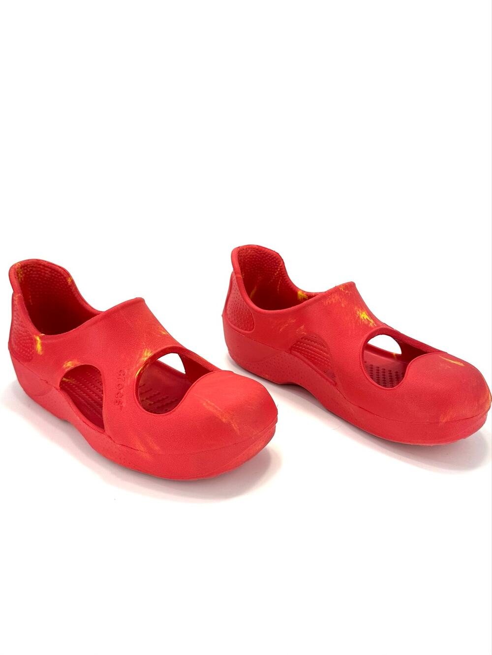 Crocs RARE Vintage Sandal/Shoes Size 7 Fire-Lava/Red Waterproof Cutout Design